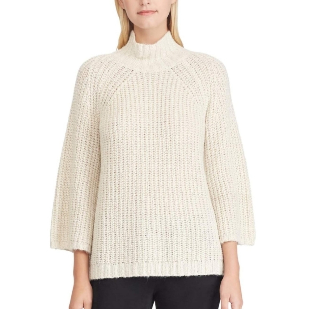 Chaps Mockneck Swing Cream Holiday Sweater New With Tags